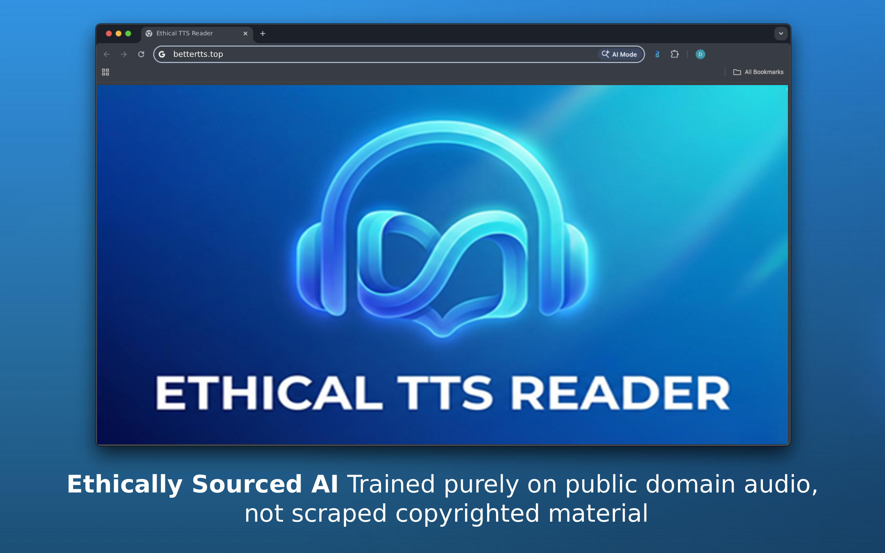 BetterTTS ethical TTS reader trained on public domain audio